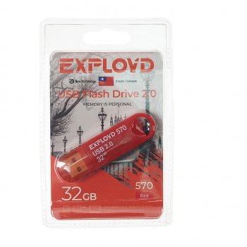 529 р. Карта памяти USB 32GB EXPLOYD EXPLOYD ex-32gb-570-red  с доставкой в г. Пермь. Увеличить фотографию 1