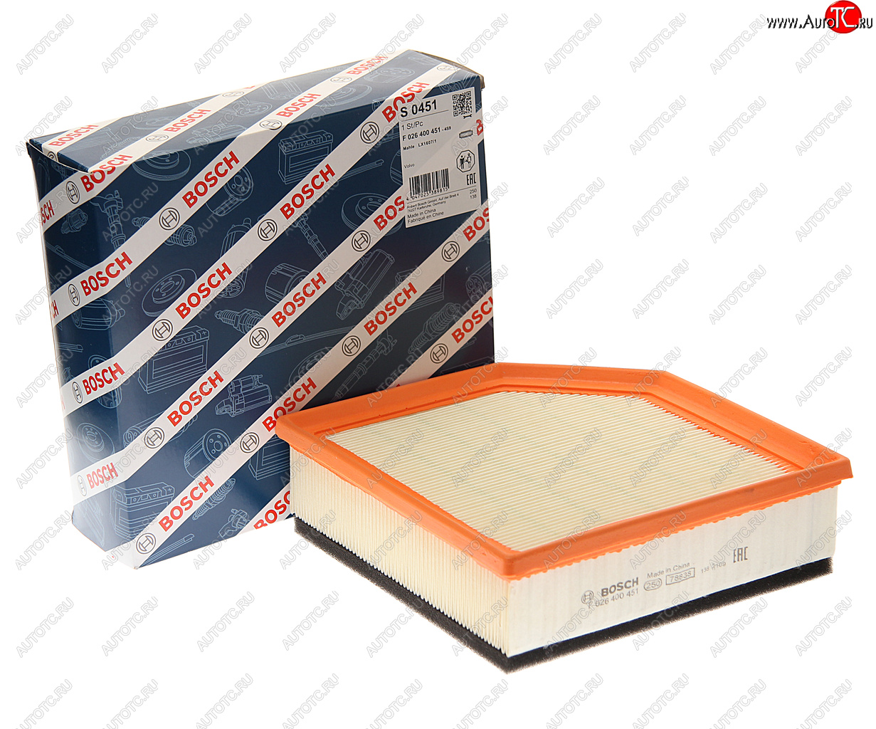 1 899 р. Фильтр воздушный VOLVO XC90 (06-10) (3.2) BOSCH BOSCH f026400451 BOSCH f026400451  с доставкой в г. Пермь