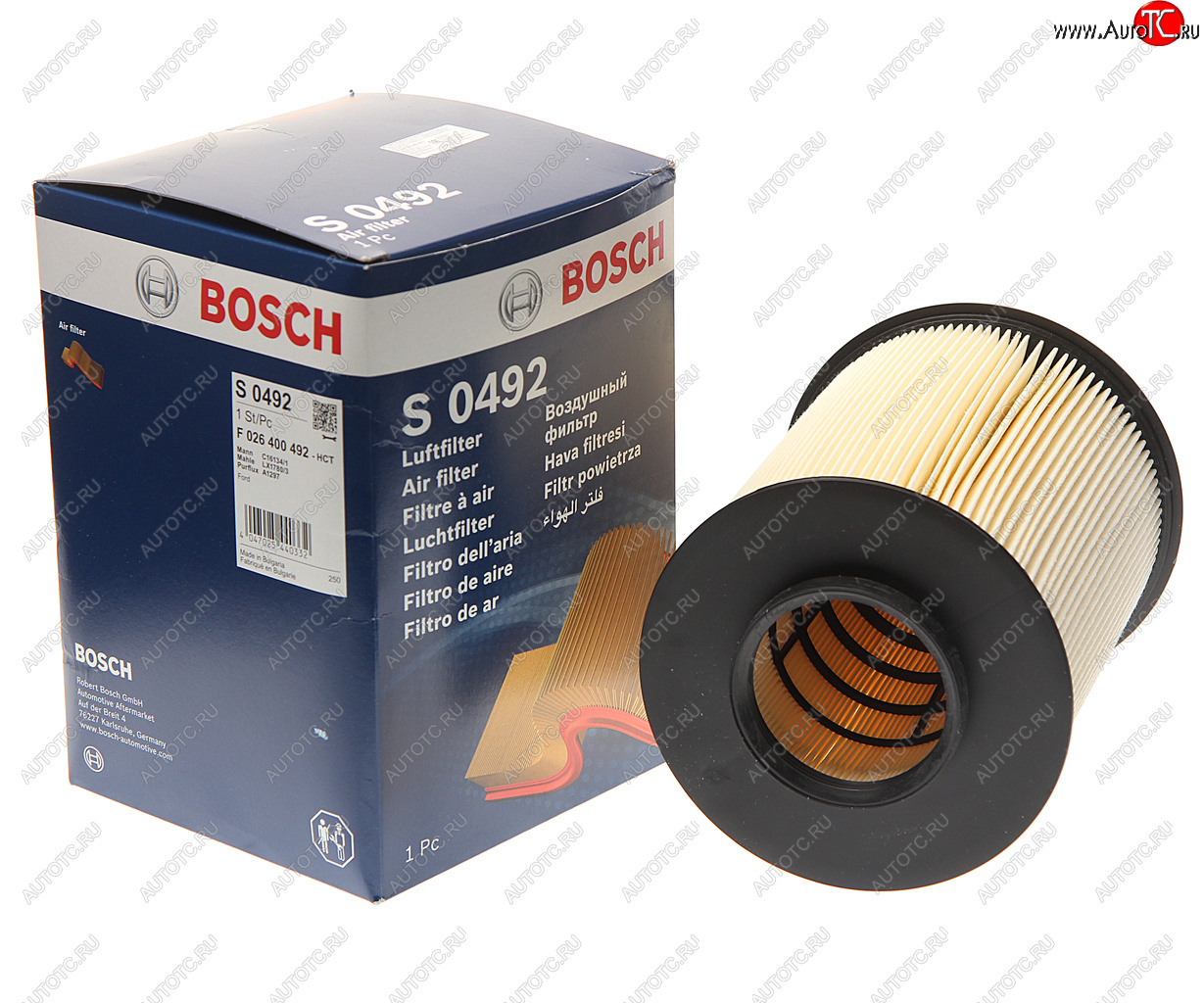 1 169 р. Фильтр воздушный FORD Focus 2,3,Kuga (08-) VOLVO S40 (07-) (круглый) BOSCH BOSCH f026400492  с доставкой в г. Пермь