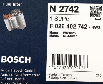 3 299 р. Фильтр топливный NISSAN Qashqai BOSCH BOSCH f026402742  с доставкой в г. Пермь. Увеличить фотографию 4