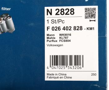 3 299 р. Фильтр топливный VW Amarok (09-12) BOSCH BOSCH f026402828 BOSCH f026402828  с доставкой в г. Пермь. Увеличить фотографию 5