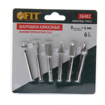 679 р. Набор шарошек по керамике 6шт. алмазные FIT FIT ф-36482  с доставкой в г. Пермь. Увеличить фотографию 1