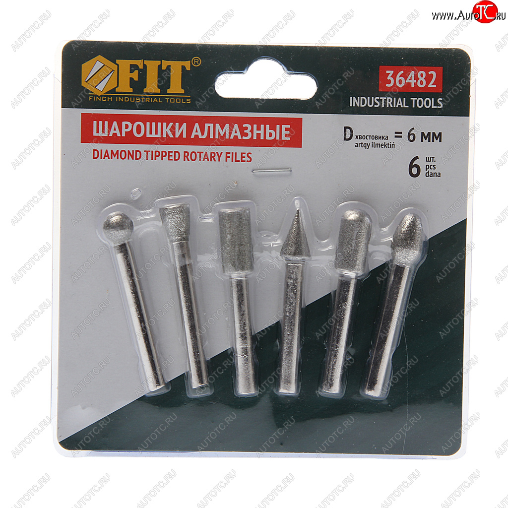 679 р. Набор шарошек по керамике 6шт. алмазные FIT FIT ф-36482  с доставкой в г. Пермь