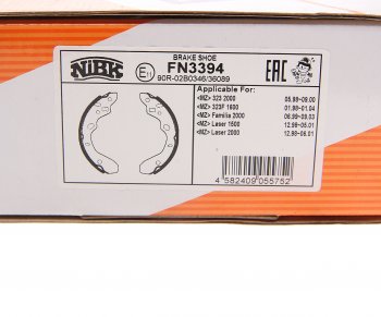 2 099 р. Колодки тормозные MAZDA 323 (98-04) задние барабанные (4шт.) NIBK NIBK fn3394 NIBK fn3394  с доставкой в г. Пермь. Увеличить фотографию 3