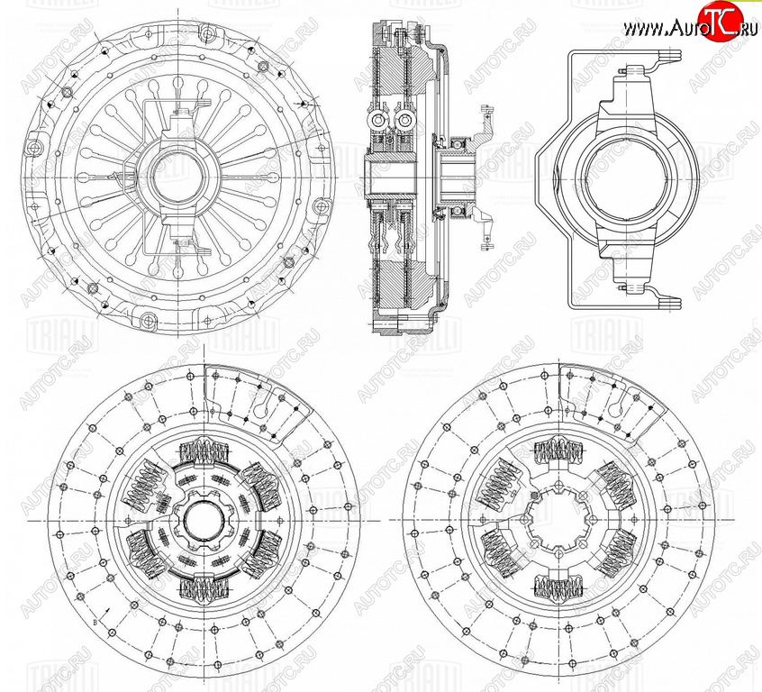 133 999 р. Сцепление VOLVO FH13 комплект (с выжимным подшипником,диск выжимной 1шт.) d=400 TRIALLI TRIALLI fr825 TRIALLI fr825  с доставкой в г. Пермь