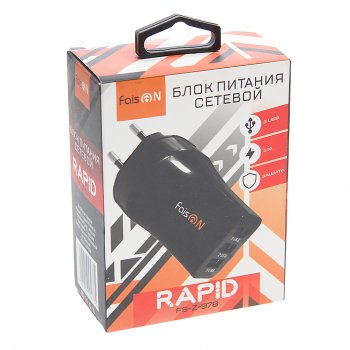 379 р. Устройство зарядное в розетку 3 USB 2.1A FAISON FAISON fs-z-1-978 black  с доставкой в г. Пермь. Увеличить фотографию 3
