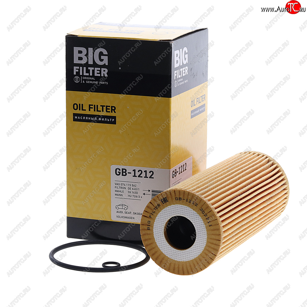 469 р. Фильтр масляный VW Crafter (06-) (2.5 TDI) AUDI A3,A4,A6 (1.9 TDI) SKODA Octavia BIG FILTER BIG FILTER gb-1212  с доставкой в г. Пермь