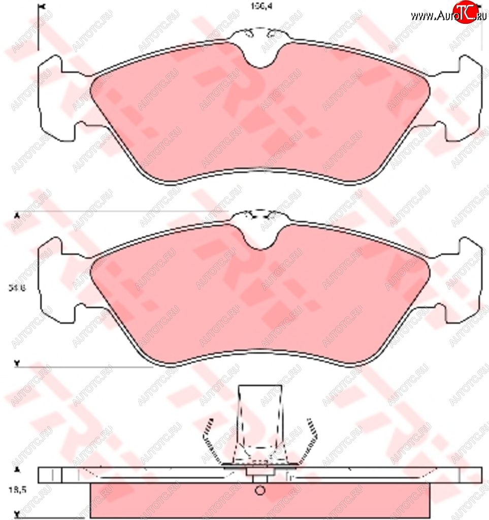 3 199 р. Колодки тормозные MERCEDES W460, W463, Sprinter (901-904) VW LT (97-07) задние (4шт.) TRW TRW gdb1263  с доставкой в г. Пермь