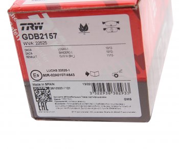 2 669 р. Колодки тормозные передние (4шт.) TRW Лада XRAY (2016-2022)  с доставкой в г. Пермь. Увеличить фотографию 4