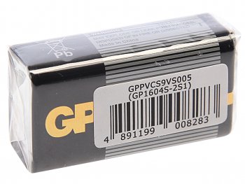 132 р. Батарейка KRONA 6F22 9V термопленка 1шт. Alkaline Supercell GP GP gp-1604s  с доставкой в г. Пермь. Увеличить фотографию 1