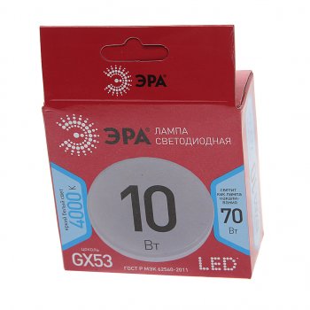 76 р. Лампа светодиодная GX53 10W(70W) 220V теплый ЭРА ЭРА gx-10w-840-gx53r  с доставкой в г. Пермь. Увеличить фотографию 3