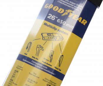 869 р. Щетка стеклоочистителя 650мм бескаркасная Multiclip Frameless GOODYEAR GOODYEAR gy000426  с доставкой в г. Пермь. Увеличить фотографию 3