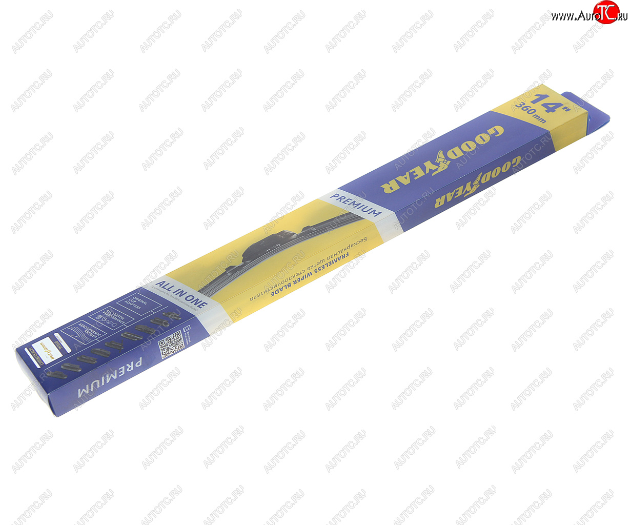 1 059 р. Щетка стеклоочистителя 360мм бескаркасная (8 адаптеров) Premium GOODYEAR GOODYEAR gy000434  с доставкой в г. Пермь