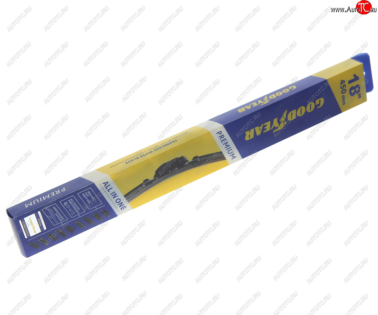 1 059 р. Щетка стеклоочистителя 450мм бескаркасная (8 адаптеров) Premium GOODYEAR GOODYEAR gy000438  с доставкой в г. Пермь