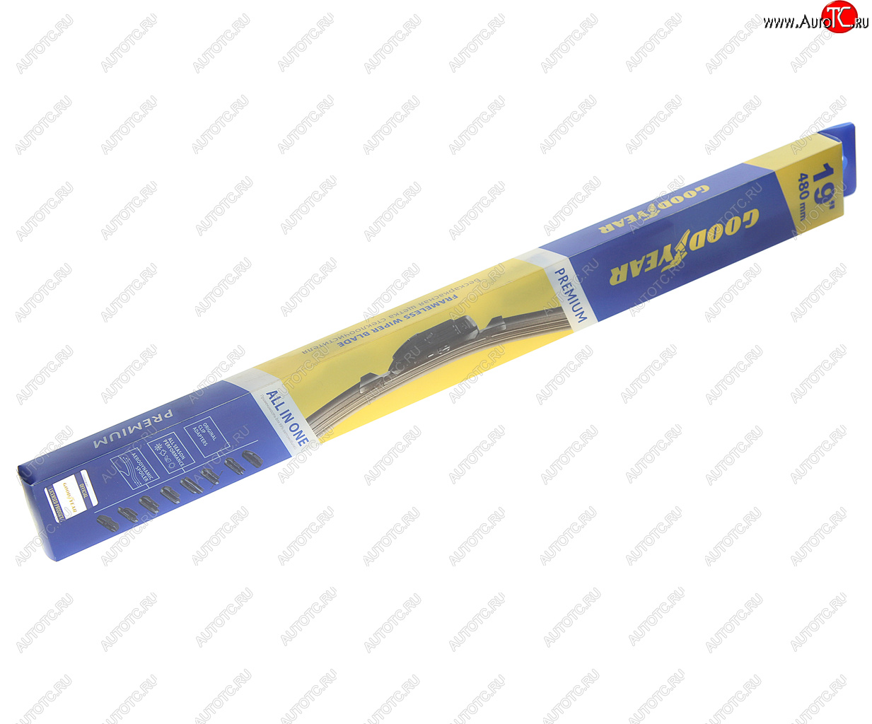 1 059 р. Щетка стеклоочистителя 480мм бескаркасная (8 адаптеров) Premium GOODYEAR GOODYEAR gy000439  с доставкой в г. Пермь
