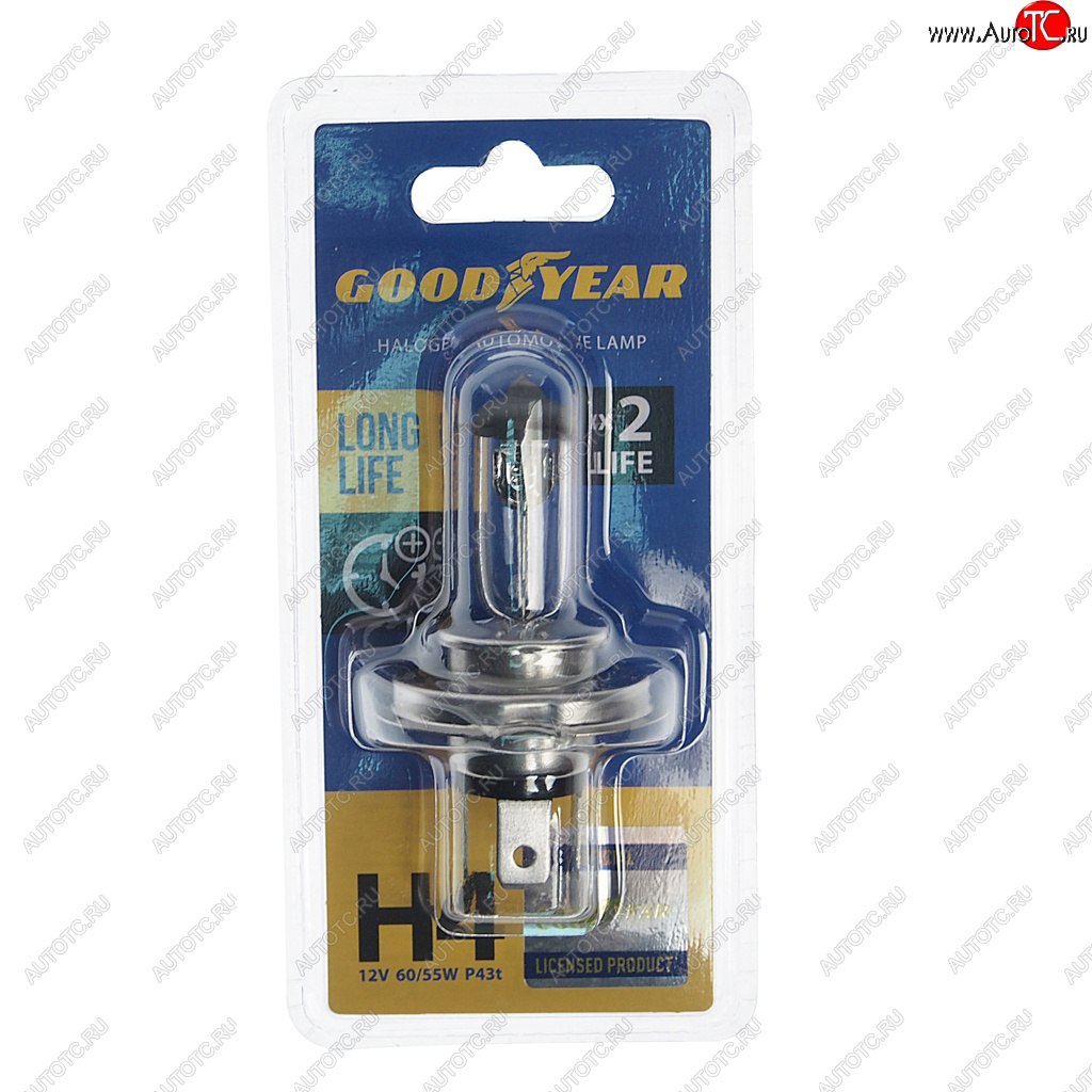 489 р. Лампа 12V H4 6055W P43t блистер (1шт.) Long Life GOODYEAR GOODYEAR gy014123  с доставкой в г. Пермь