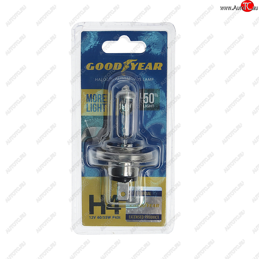 559 р. Лампа 12V H4 6055W P43t блистер (1шт.) More Light GOODYEAR GOODYEAR gy014125  с доставкой в г. Пермь