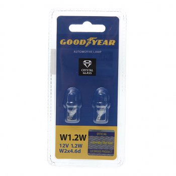 110 р. Лампа 12V W1.2W W2x4.6d блистер (2шт.) GOODYEAR GOODYEAR gy015202  с доставкой в г. Пермь. Увеличить фотографию 1