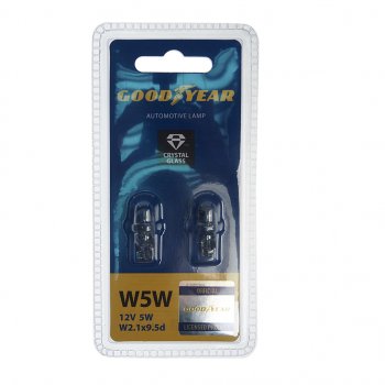 110 р. Лампа 12V W5W T10W W2.1x9.5d блистер (2шт.) GOODYEAR GOODYEAR gy015206  с доставкой в г. Пермь. Увеличить фотографию 1