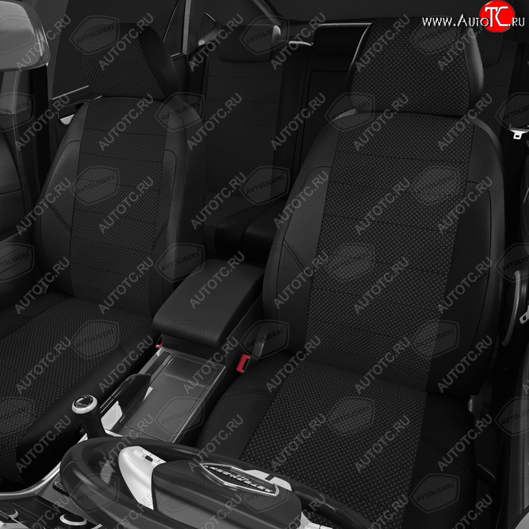6 299 р. Авточехлы ГАЗель Next (3 высоких) экокожа-жаккард черные комплект AVTOLIDER AVTOLIDER gz30-0104-kk4  с доставкой в г. Пермь
