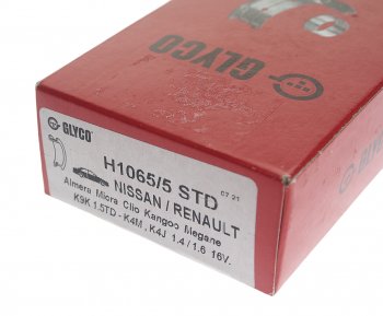 3 499 р. Вкладыши RENAULT Megane (03-) (1.5 DCI K9K) коренные (STD) комплект GLYCO GLYCO h10655std GLYCO h10655std  с доставкой в г. Пермь. Увеличить фотографию 4