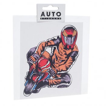 95 р. Наклейка виниловая вырезанная Мотоциклист полноцветная 13х16см AUTOSTICKERS AUTOSTICKERS хбл 03  с доставкой в г. Пермь. Увеличить фотографию 1