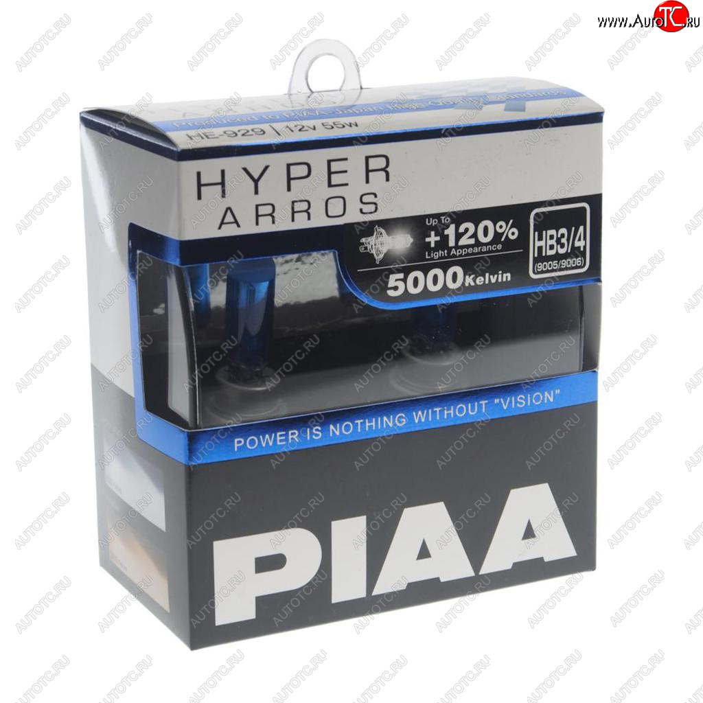 2 049 р. Лампа 12V HB3HB4 60W P20d +120% 5000K бокс (2шт.) Hyper Arros PIAA PIAA (Пиаа) he-929-hb3hb4  с доставкой в г. Пермь