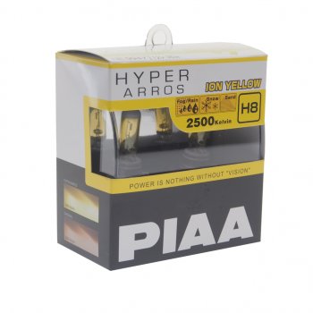 2 179 р. Лампа 12V H8 35W PGJ19-1 2500K бокс (2шт.) Hyper Arros Ion Yellow PIAA PIAA (Пиаа) he-994y-h8 PIAA (Пиаа) he-994y-h8  с доставкой в г. Пермь. Увеличить фотографию 1