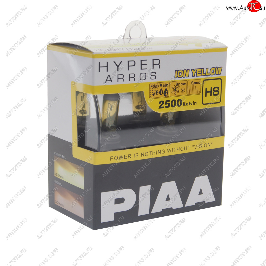 2 179 р. Лампа 12V H8 35W PGJ19-1 2500K бокс (2шт.) Hyper Arros Ion Yellow PIAA PIAA (Пиаа) he-994y-h8 PIAA (Пиаа) he-994y-h8  с доставкой в г. Пермь