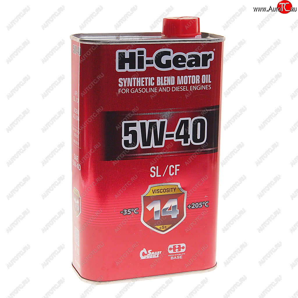669 р. Масло моторное SYNTHETIC BLEND MOTOR OIL SL/CF 5W40 п/синт.1л HI-GEAR HI-GEAR hg1140 HI-GEAR hg1140  с доставкой в г. Пермь