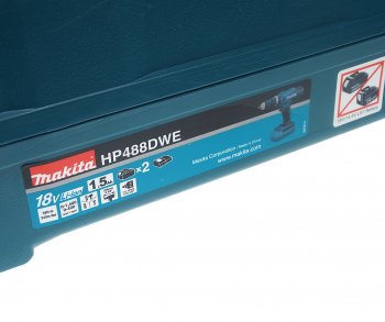 20 399 р. Дрель-шуруповерт с АКБ 18.0В 1.5Ач (2 АКБ Li-Ion, кейс) MAKITA MAKITA hp488dwe MAKITA hp488dwe  с доставкой в г. Пермь. Увеличить фотографию 5