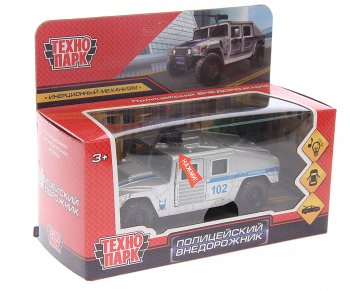 1 379 р. Модель автомобиля HUMMER (полицейский внедорожник) металлическая (свет, звук) ТЕХНОПАРК ТЕХНОПАРК humve-12slpol-sr  с доставкой в г. Пермь. Увеличить фотографию 1