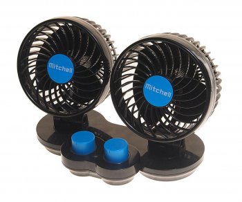 1 289 р. Вентилятор в салон 12V двойной на платформе синий MITCHELL MITCHELL hx-t307e dc12v blue  с доставкой в г. Пермь. Увеличить фотографию 2