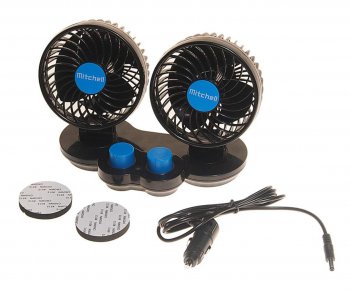 1 289 р. Вентилятор в салон 12V двойной на платформе синий MITCHELL MITCHELL hx-t307e dc12v blue  с доставкой в г. Пермь. Увеличить фотографию 1