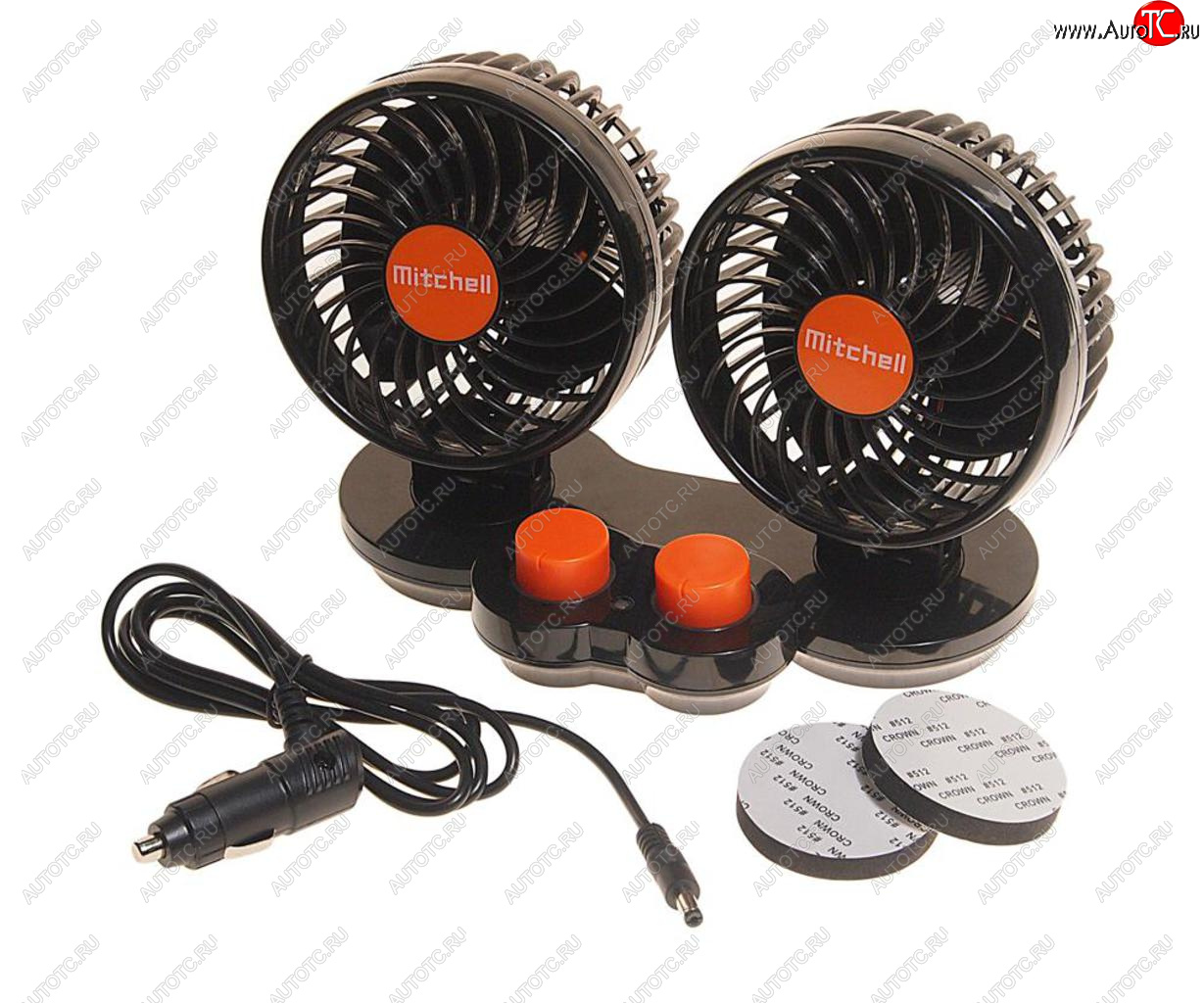 1 329 р. Вентилятор в салон 24V двойной на платформе оранжевый MITCHELL MITCHELL hx-t308e dc24v orange  с доставкой в г. Пермь