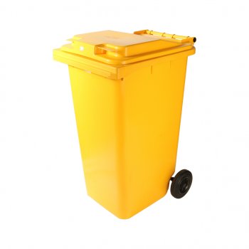 4 549 р. Контейнер мусорный 240л на колесах желтый 23.С29 IPLAST IPLAST ip-356604  с доставкой в г. Пермь. Увеличить фотографию 1