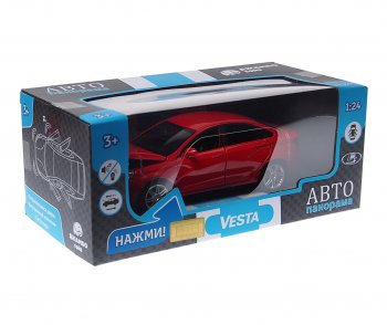 2 759 р. Модель автомобиля ЛАДА Vesta красная металлическая (1:24) АВТОПАНОРАМА АВТОПАНОРАМА jb1251125  с доставкой в г. Пермь. Увеличить фотографию 1