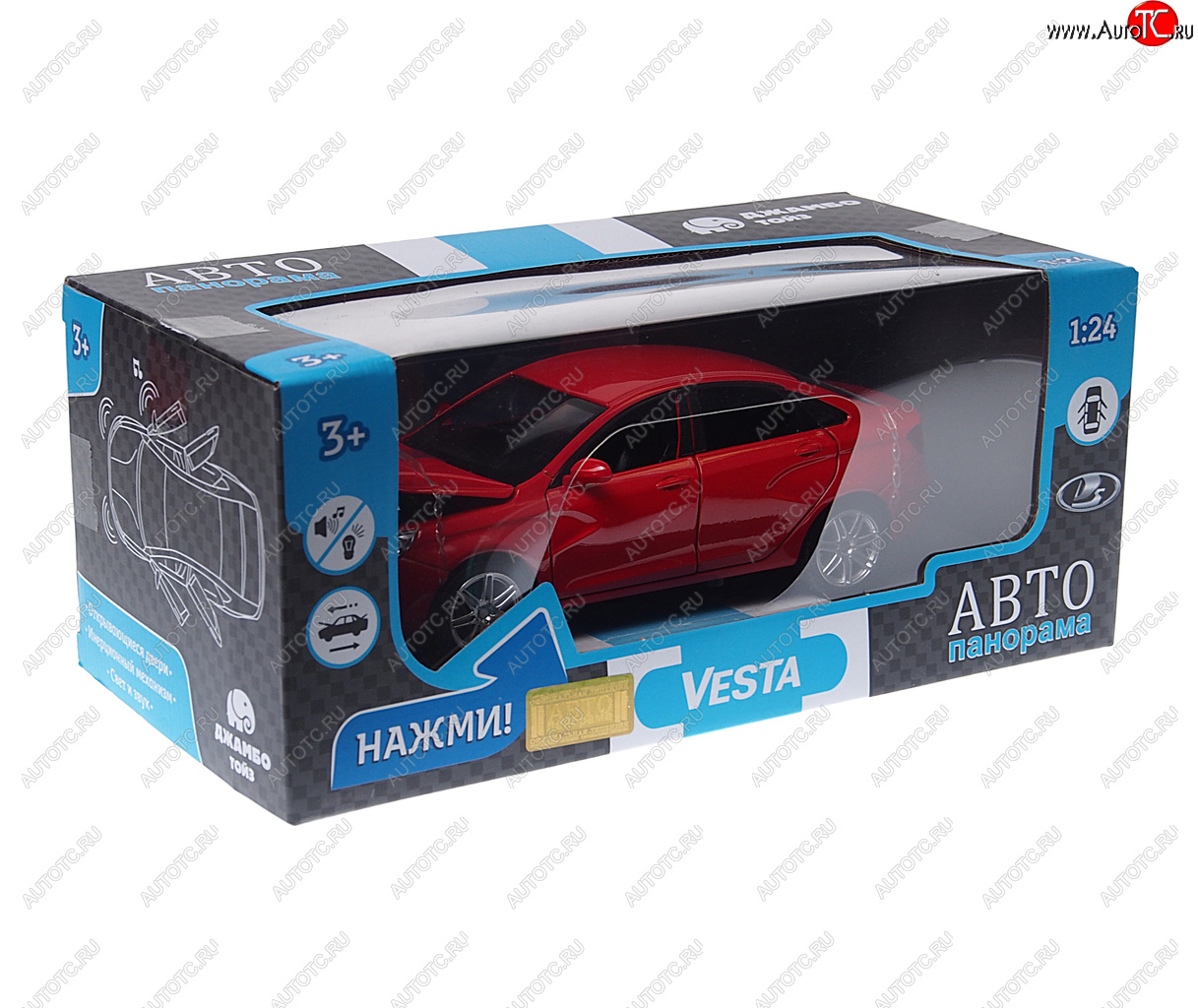 2 759 р. Модель автомобиля ЛАДА Vesta красная металлическая (1:24) АВТОПАНОРАМА АВТОПАНОРАМА jb1251125  с доставкой в г. Пермь