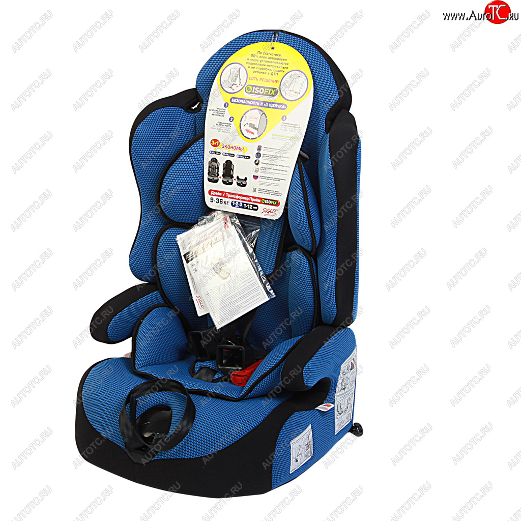 8 999 р. Автокресло детское 9-36кг (l-ll-lll) 1-12лет синее трансформер Isofix Прайм SIGER SIGER kres0149  с доставкой в г. Пермь