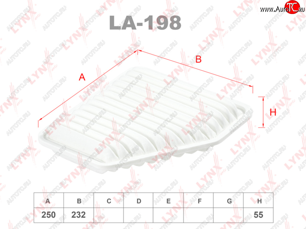 1 149 р. Фильтр воздушный TOYOTA Camry (06-),Rav 4 (06-) (2.02.43.5) LYNX LYNX la198  с доставкой в г. Пермь