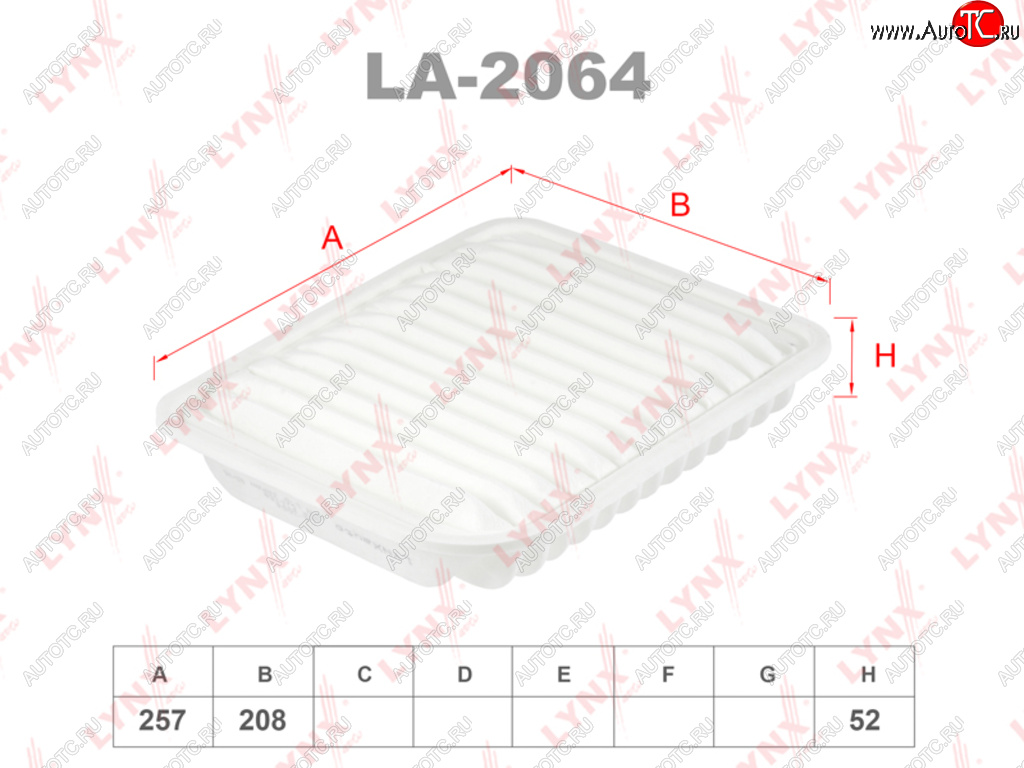 839 р. Фильтр воздушный MITSUBISHI ASX (10-),Lancer (10-),Outlander (12-) (1.62.02.2) LYNX LYNX la2064  с доставкой в г. Пермь