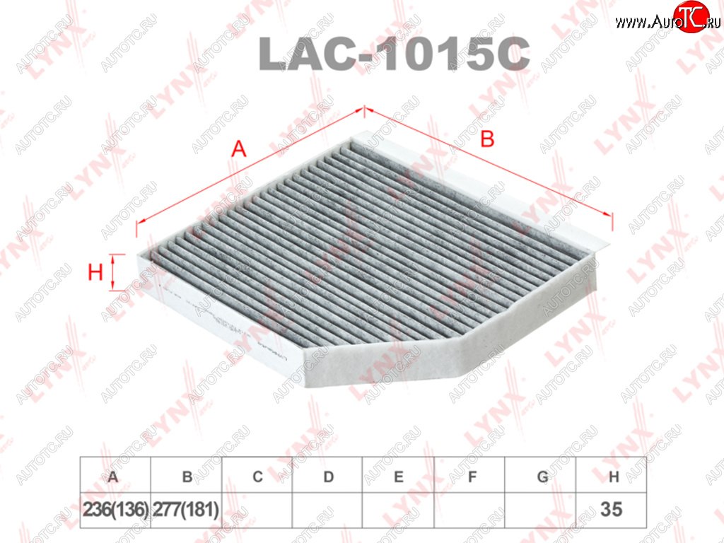 1 199 р. Фильтр воздушный салона AUDI A4,A5,Q5 (08-) PORSCHE Macan (14-) угольный LYNX LYNX lac1015c  с доставкой в г. Пермь
