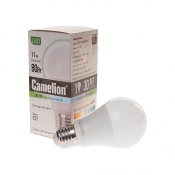 132 р. Лампа светодиодная E27 A60 11W (80W) 220V холодный BasicPower CAMELION CAMELION led11-a60845e27  с доставкой в г. Пермь. Увеличить фотографию 1