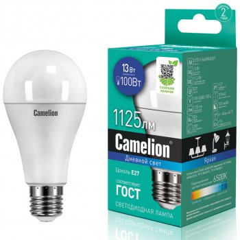154 р. Лампа светодиодная E27 A60 13W (100W) 220V холодный Ultra CAMELION CAMELION led13-a60865e27  с доставкой в г. Пермь. Увеличить фотографию 1