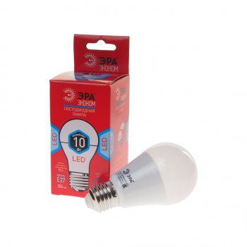 70 р. Лампа светодиодная E27 A60 10W (70W) 220V холодный ECO ЭРА ЭРА led-smd-a60-10w-840-e27 eco  с доставкой в г. Пермь. Увеличить фотографию 1