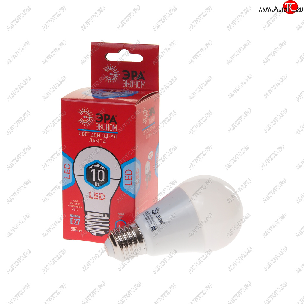 70 р. Лампа светодиодная E27 A60 10W (70W) 220V холодный ECO ЭРА ЭРА led-smd-a60-10w-840-e27 eco  с доставкой в г. Пермь