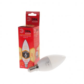 63 р. Лампа светодиодная E14 B35 6W (40W) 220V теплый ECO ЭРА ЭРА led-smd-b35-6w-827-e14 eco  с доставкой в г. Пермь. Увеличить фотографию 1