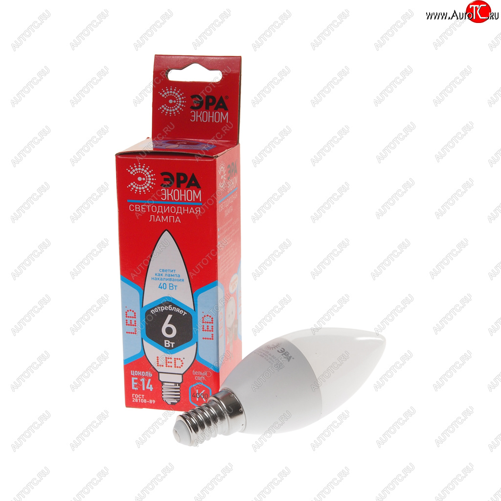 76 р. Лампа светодиодная E14 B35 6W (40W) 220V холодный ECO ЭРА ЭРА led-smd-b35-6w-840-e14  с доставкой в г. Пермь