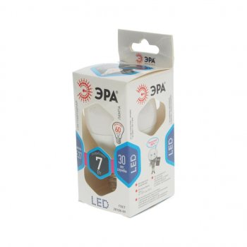93 р. Лампа светодиодная E27 P45 7W (60W) 220V холодный ЭРА ЭРА led-smd-p45-7w-840-e27  с доставкой в г. Пермь. Увеличить фотографию 2