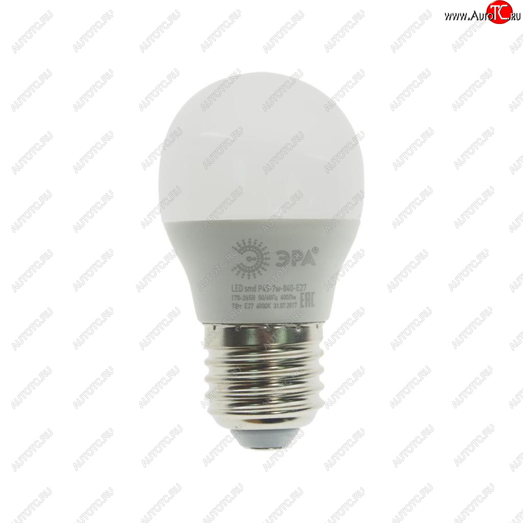 93 р. Лампа светодиодная E27 P45 7W (60W) 220V холодный ЭРА ЭРА led-smd-p45-7w-840-e27  с доставкой в г. Пермь
